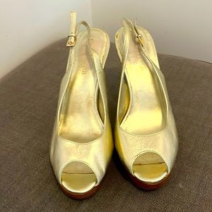 Gold Cole Haan platform heels